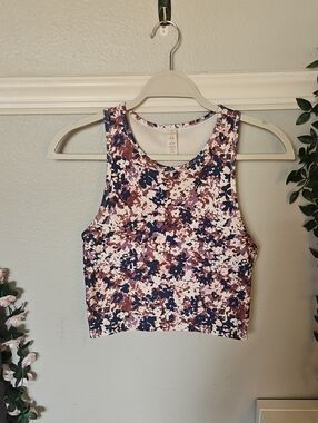 Balance Collection Floral Crop Tank - Pink, Navy & White